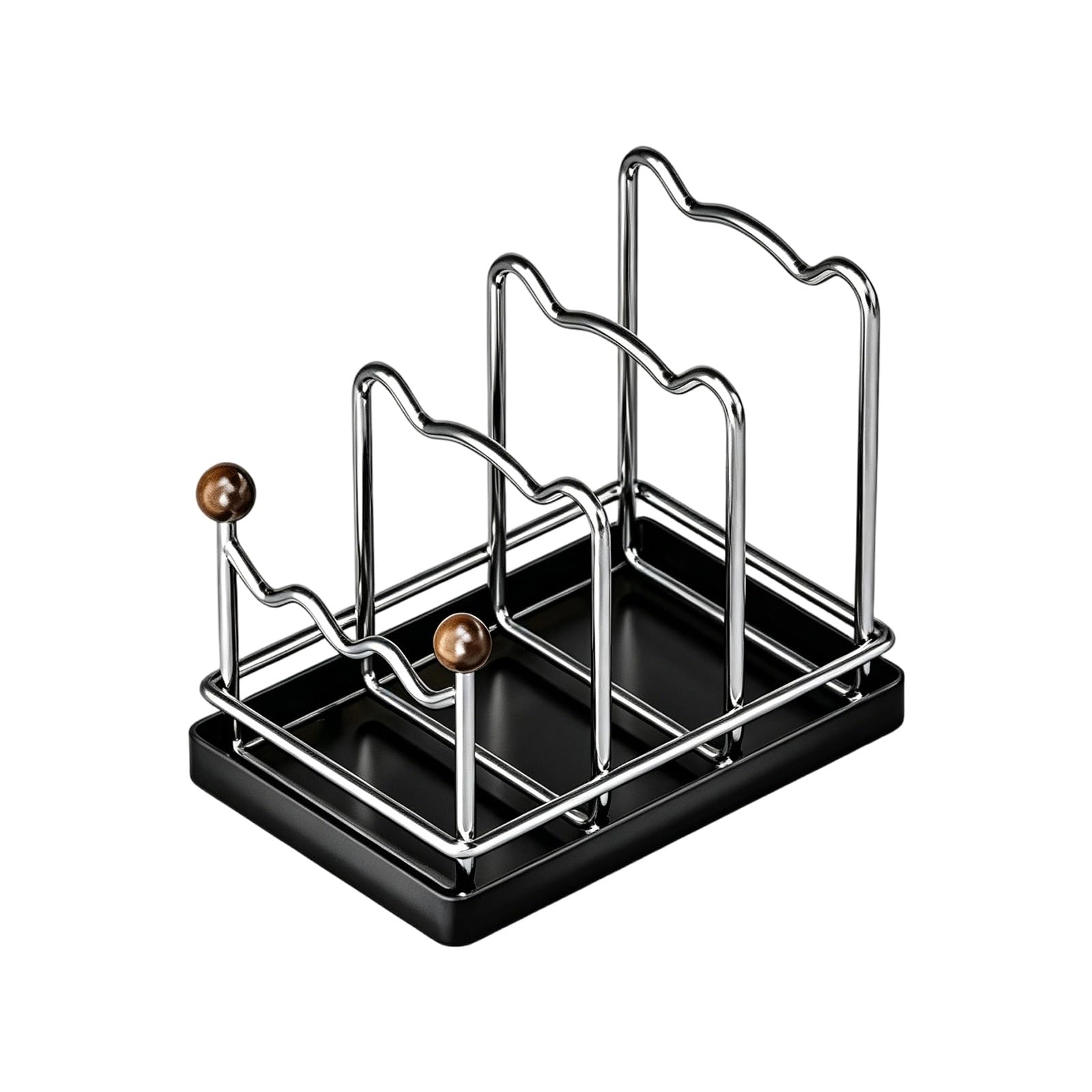 MCAOAL Kitchen Counter Pots Lid and Cutting Board Stand with Double Beads Nonslip Design Stainless Steel Frame and Detachable Drips Tray Kitchen Container Lid Planner