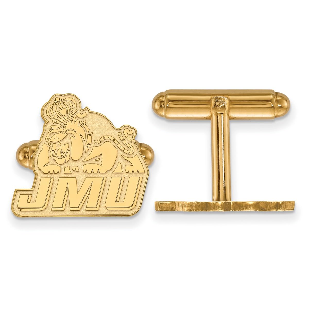 14k Yellow Gold James Madison University Dukes JMU School Letters and Mascot Cuff Links Set 15x19mm