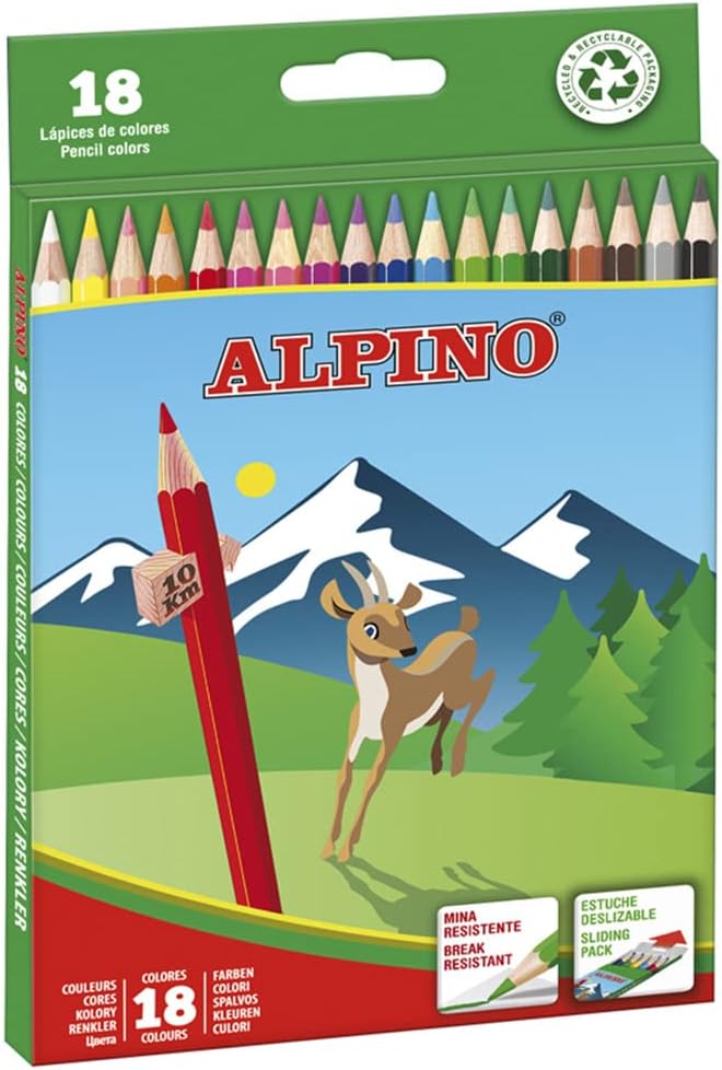 Alpine Coloured Pencils – Wooden Pencil Case with 36 Units – Professional Pencils for Adults – Metallic Case, Hexagonal Shape, 3 mm Resistant Lead, Eco Friendly, Ergonomic.