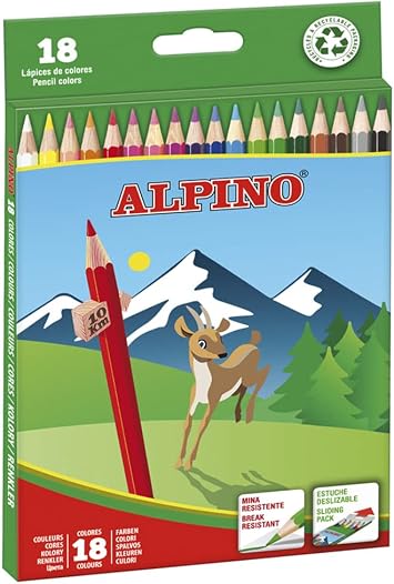 Alpino Colored Pencils 18 Units | Colored Pencils for Children | Draw and Colour with Vivid and Bright Colours | School Supplies | Colored Pencils Case