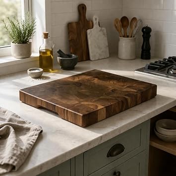 El Yapımı Ceviz End Grain Kesme Tahtası 40x30x4 cm – Masif Ahşap Kasap Blok – Kalın Doğrama Tahtası – Profesyonel Mutfak ve Sunum Tahtası