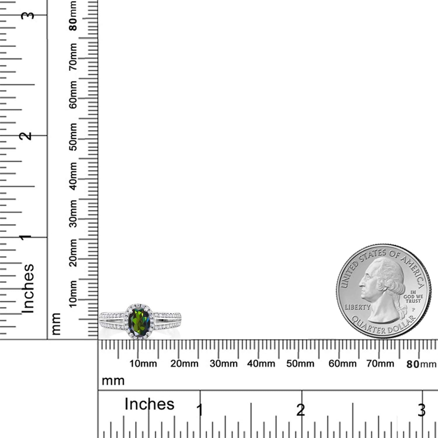 Gem Stone King 925 Sterling Silver Tourmaline Green Mystic Topaz Engagement Ring For Women | 1.40 Cttw | Oval 7X5MM | Gemstone November Birthstone