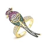 OIDIMS Cute Bird Cocktail Statement Ring Magpie Colorful Cubic Zirconia Personalized Open Adjustable Engagement Love Rings Wedding Bands Delicate Luxury Party Jewelry Finger Ring for Women