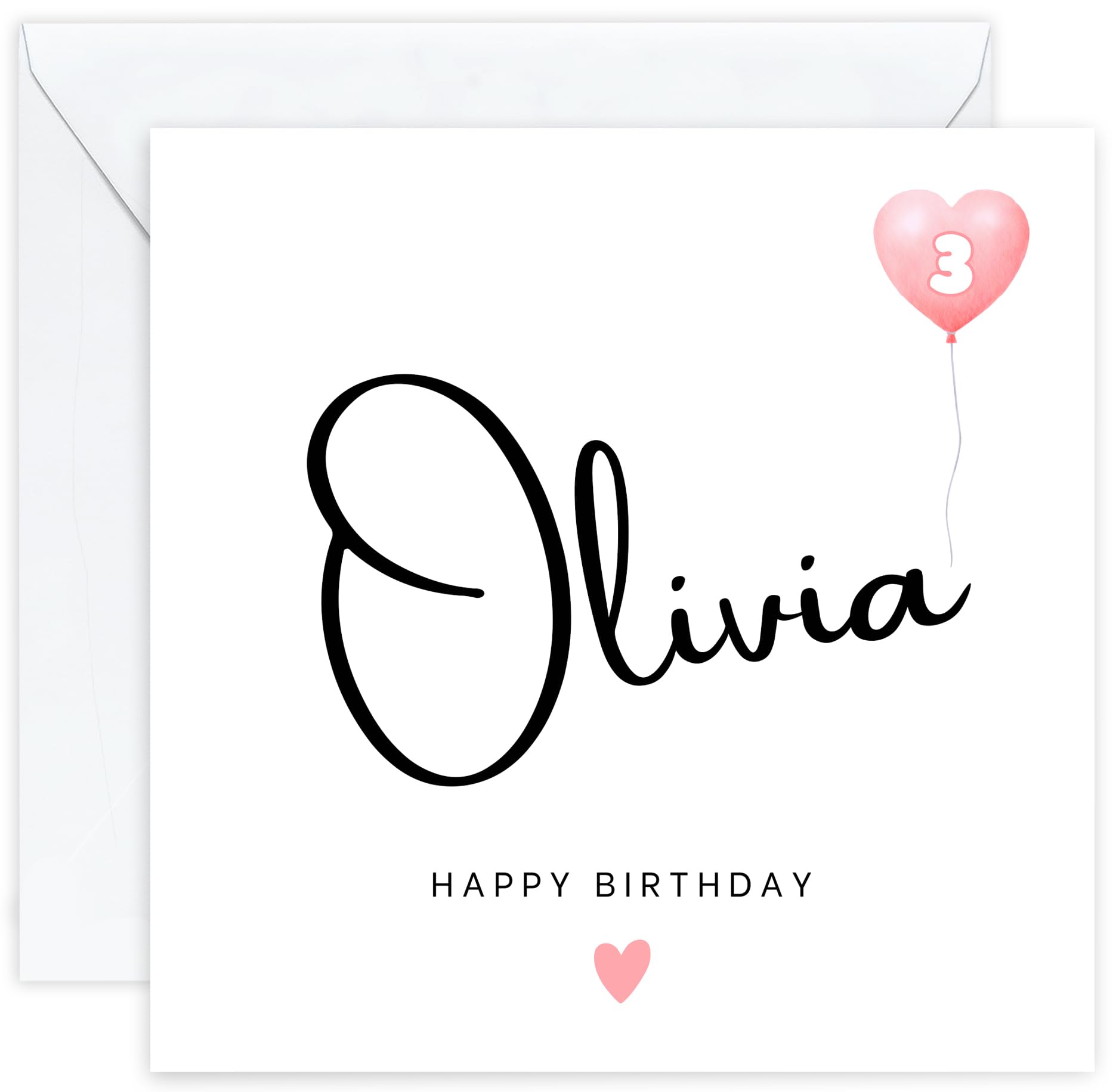 Personalised 3rd Birthday Card – Third Birthday Card for Three 3 Year Old Girls – Custom Unique Keepsake Card ideal for | Daughter | Granddaughter | Niece | Sister | Her | Girl | Female (Age 3) — image 1