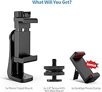 Vista 6 de Owine Adaptador universal de trípode para teléfono celular, abrazadera premium para smartphone, compatible con iPhone, Samsung Galaxy, Note, Lg