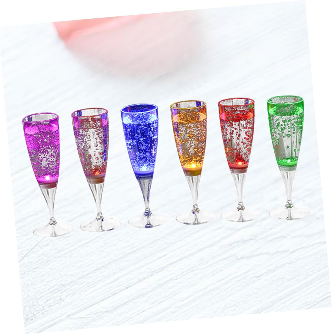 6 Pcs Liquid Activated LED Light Up Plastic Goblets Mixed Color Festive Atmosphere Glasses for Weddings Parties Year Celebrations Conversation Starter