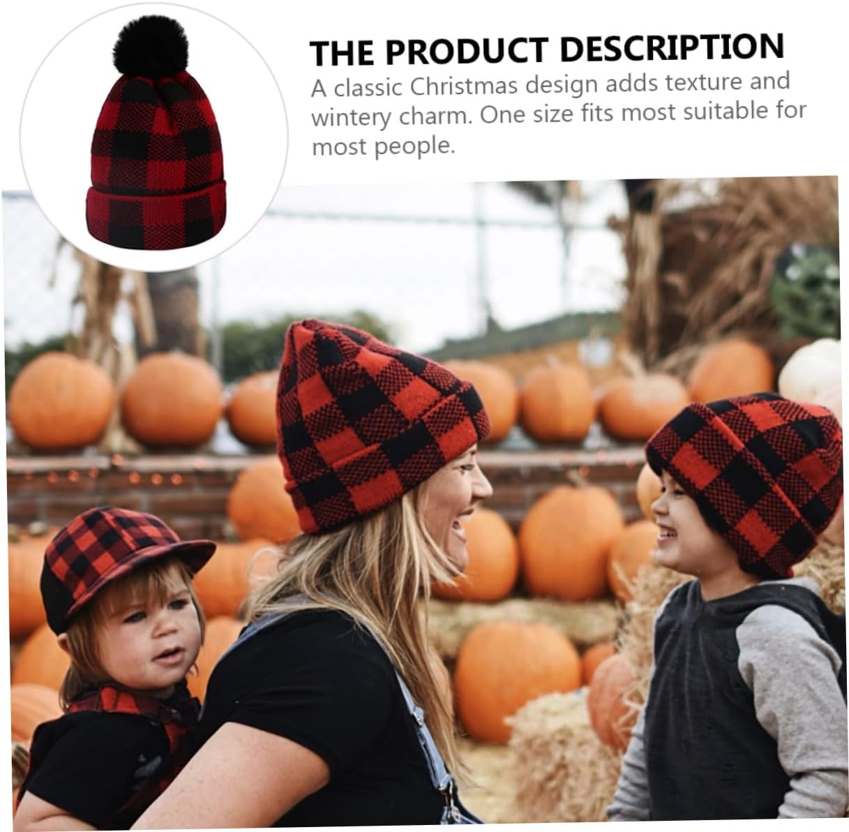 Alipis Christmas Knitted Woolen Cap with Pom Pom, Winter Warm Beanie Hat for Adults, Casual Holiday Knit Hat for Men Women, Soft Hedging Woolen Christmas Headwear Red