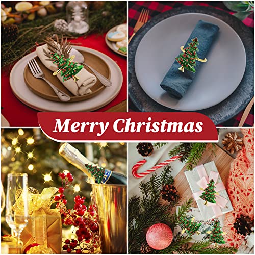 Image of Legigo Set of 12 Christmas Tree Napkin Rings Set- Metal Xmas Napkin Ring Holders for Cloth Napkins, Christmas Holiday Party Dinner Table Decoration