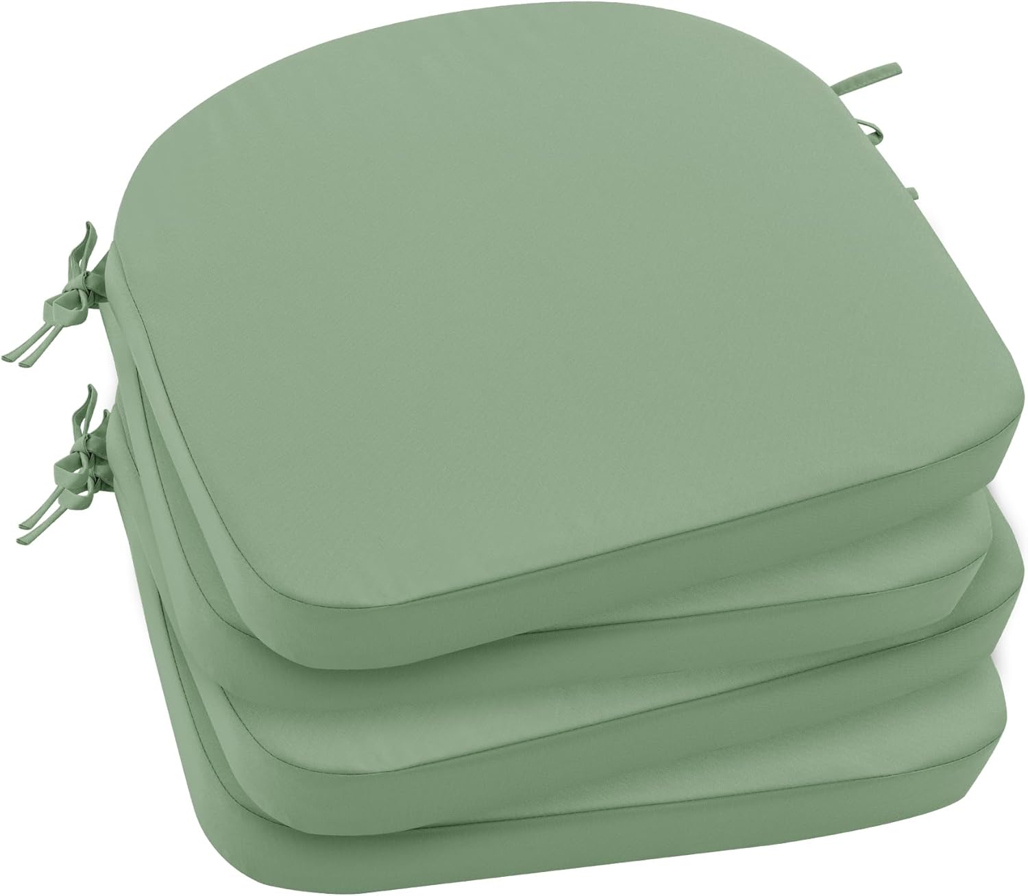 Outdoor Chair Cushions Set of 4: Waterproof & Fade Resistant Patio Furniture Cushions - 17 x 16 x 2 Inch Non Slip Round Corner Seat Cushion Pads with Removable Cover for Garden Yard Lawn, Sage Green 17x16x2 Inch-4p Sage Green