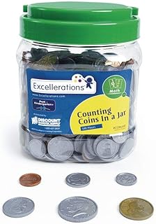 Excellerations Counting Coins Jar (Pack of 500 Coins), Early Math, Educational Toy, Preschool, STEM (Item # COINJAR)