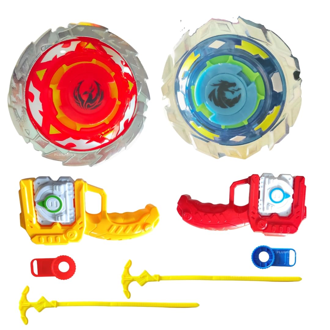 PLUSPOINT Battling Top Burst Launcher Grip Toy Blade Set Gyro Blades Battling Tops Metal Fusion Starter Set with Launcher Gift Toys for Boys Kids Children Age 6+ - Image 2 thumbnail