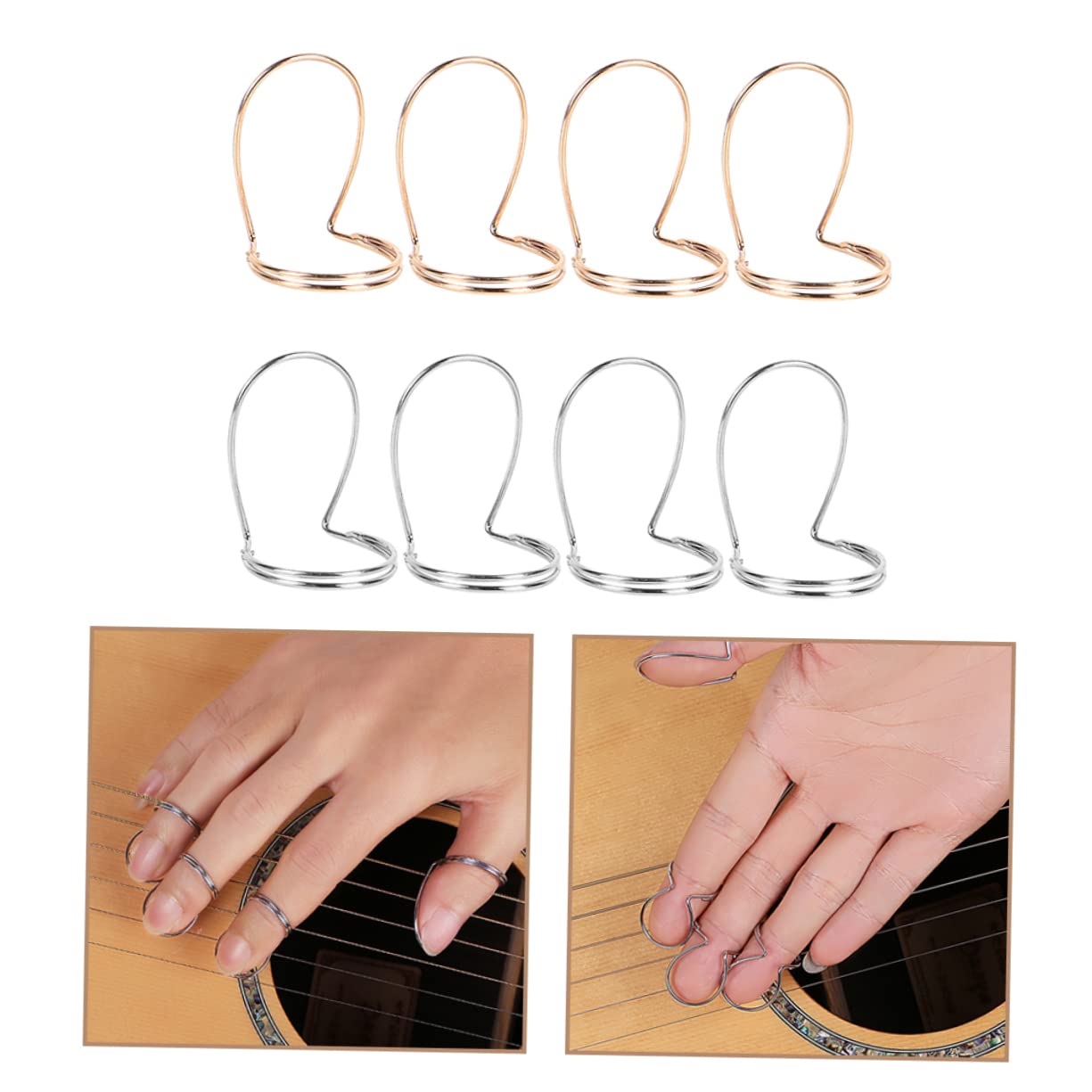 Kisangel Lot De 8 Médiators En Métal Doré Et Argenté Pour Guitare, Banjo Et Mandoline, Médiators Pour Basse Et Guitare Électrique, Accessoires Pour Musiciens, Pratiques Et Légers, Adaptés Aux Doigts