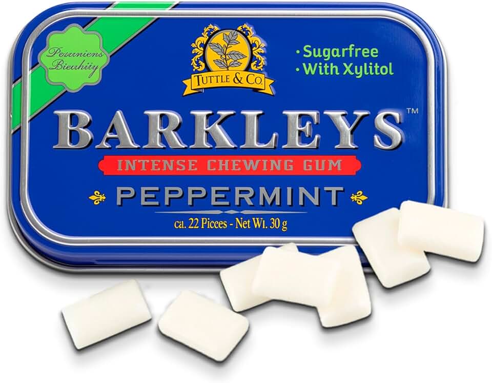 Barkleys sem açúcar, goma de menta com xilitol - hálito saudável refrescante e sabor duradouro - goma de mascar de menta sem açúcar, ceto, vegano - 1