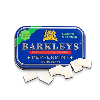 Barkleys Sugar Free Peppermint Gum, Xylitol Chewing Gum- Healthy Breath Refreshing & Long-lasting Flavor- Sugar Free -Mint Gum, Keto, Vegan-1 Pack 30g, ca. 22 pieces