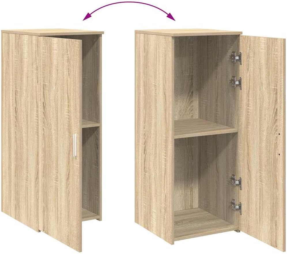 Sonoma Oak Finish Engineered Wood Compact Storage Cabinet with Shelf and Bottom Section for Modern Living Spaces