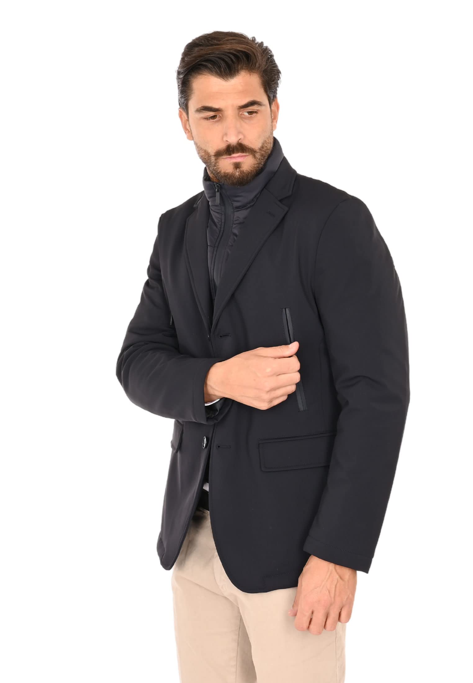 Giacca Uomo Invernale Elegante Giubbotto Tecnico Imbottito Con Pettorina