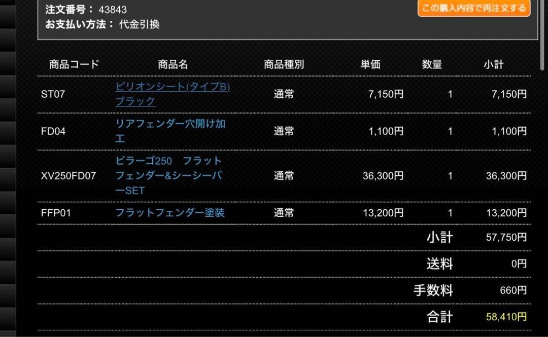 ガレージt&f ビラーゴ250 フラットフェンダー&シーシーバー