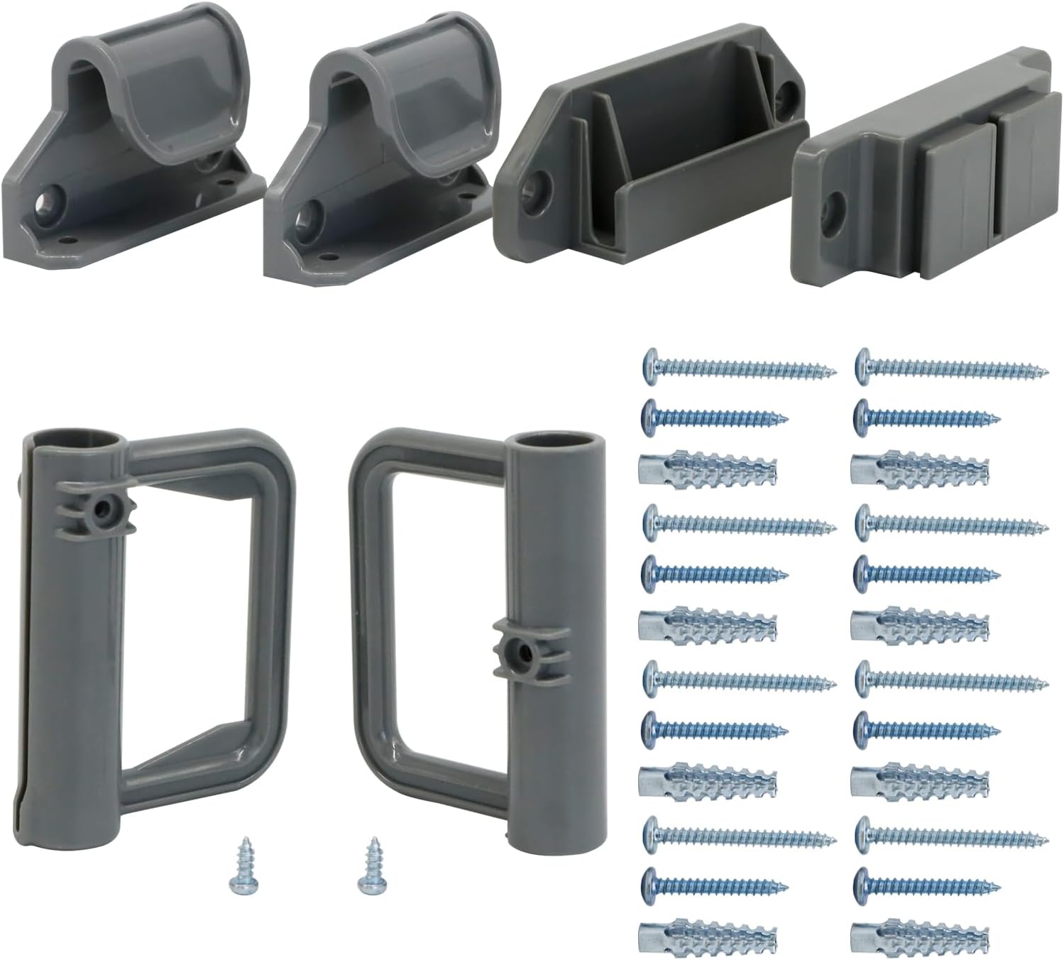 Stcockis Retractable Baby Gate Hardware, Retractable Gate Replacement Parts Kit, Long Dog Gate Full Set Wall Mounting Accessories - Brackets, Latches, Hooks, Screws, Gray