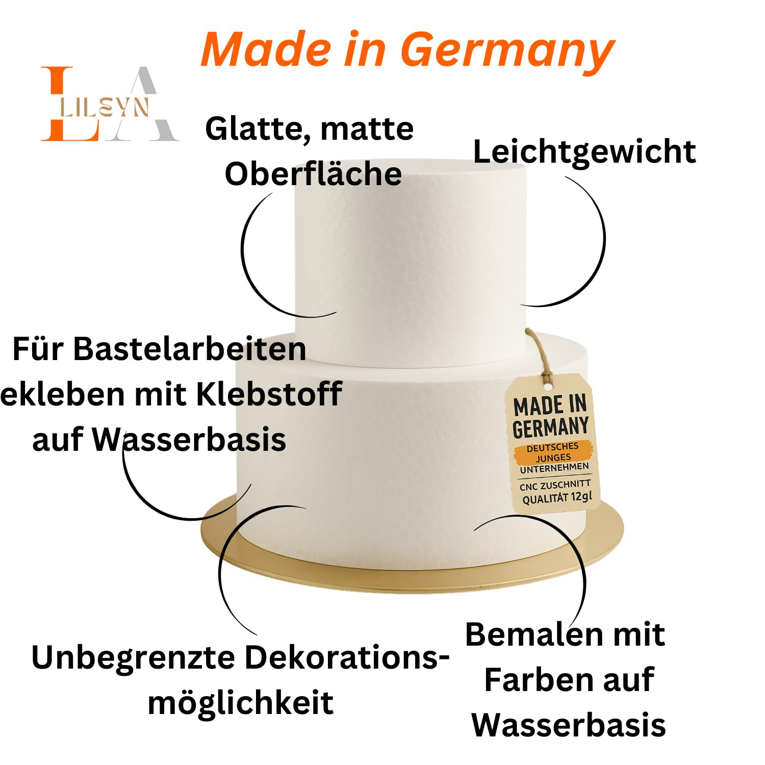 Styropor Torte - 2 Etagen - DIY Bastelbox Set - Besteht aus 15 Einzelteilen – Gestalten Sie Ihr individuelles Geschenk –