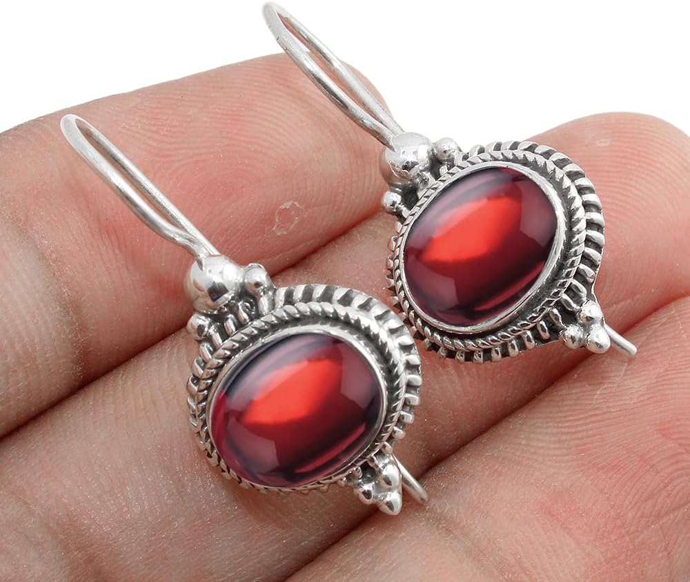 Solid 925 Sterling Silver Dangling Earrings For Womens Natural Gemstone Dangle Drop Earrings Hypoallergenic Dangle Earrings Valentines Day Gift