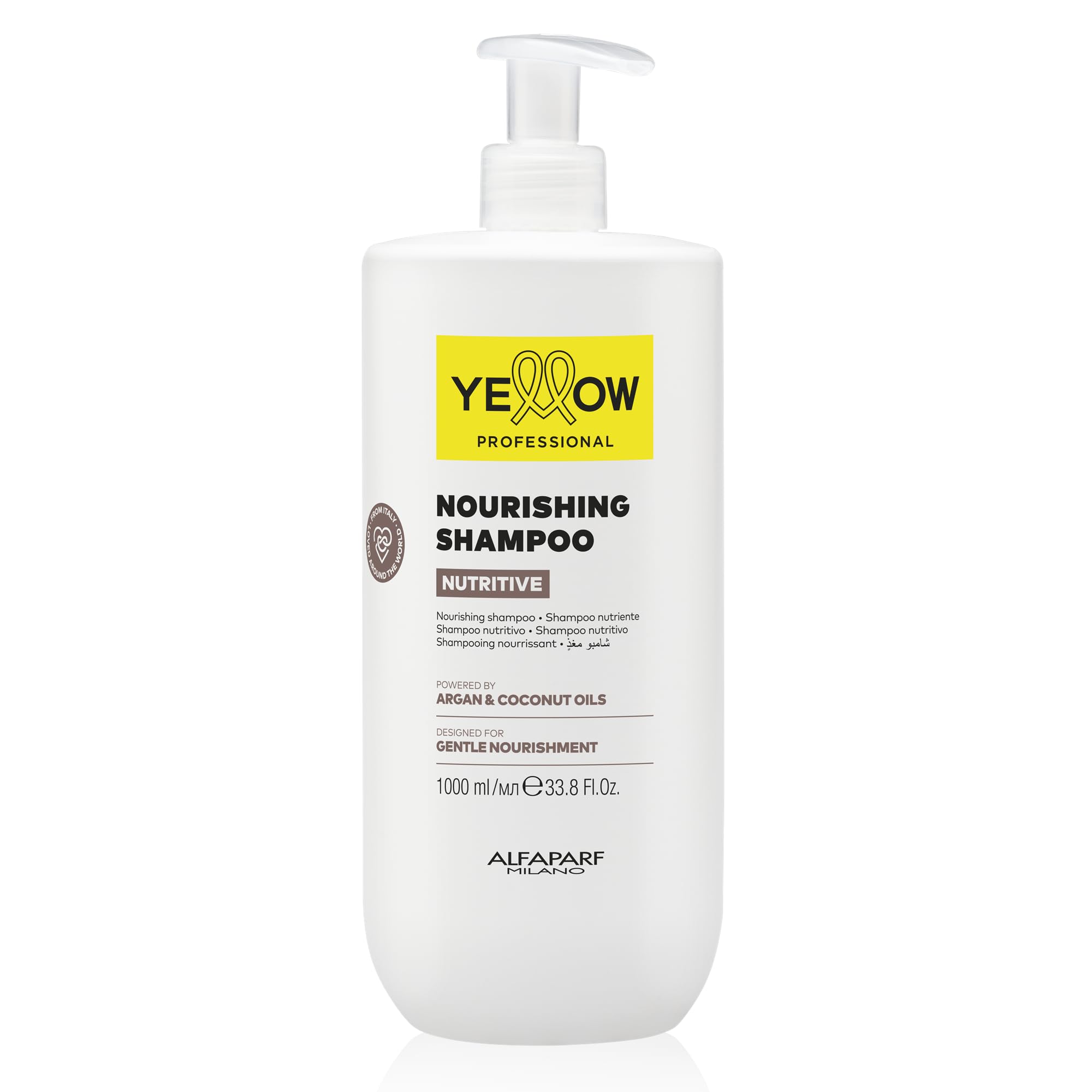 ALFAPARF MILANO Yellow Professional Nutritive Nourishing Shampoo for Dry Hair - Powered by Argan & Coconut Oils - Designed for Gentle Cleansing