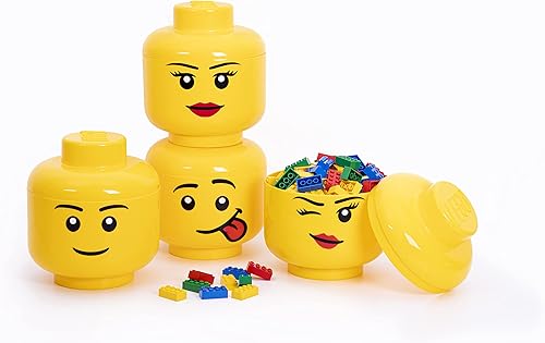 Miniatura 6 de Cabeza de almacenamiento pequeña de niña de LEGO, 6-12 x 6-12 x 7-13 pulgadas, color amarillo