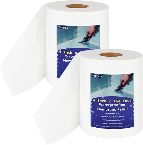 Paquete de 2 membranas impermeabilizantes de 4 pulgadas x 164 pies, tela antifractura, cinta de malla de paneles de yeso, cinta de fibra de vidrio