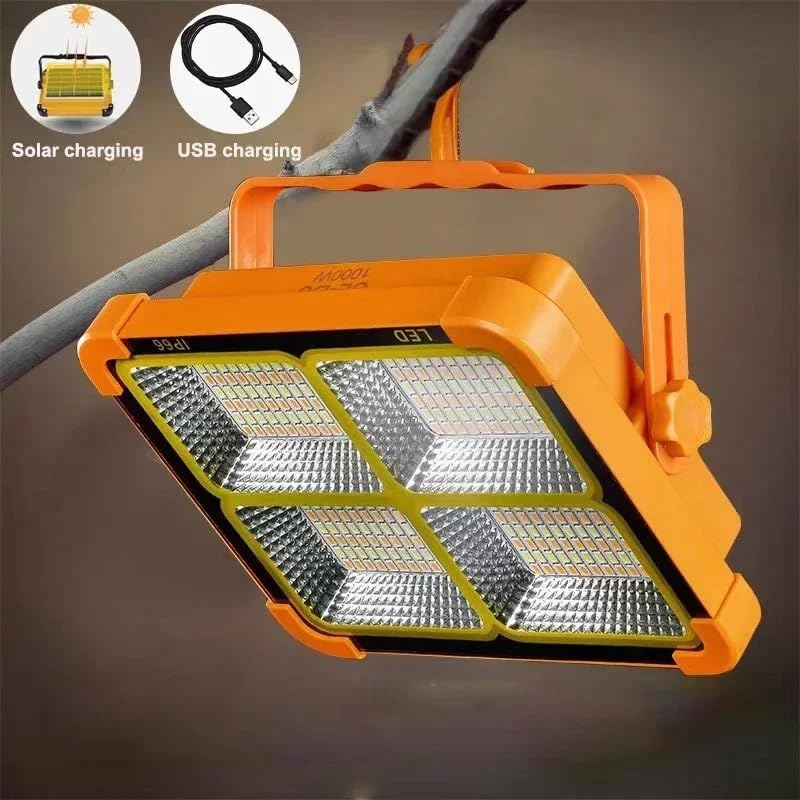 Foco Led Exterior, Reflector Solar LED USB Recargable Emergencia Camping Linterna Impermeable al Aire Libre portátil