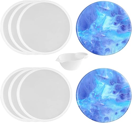 Miniatura 10 de Moldes Profundos Redondos de Resina para Posavasos, Moldes de Posavasos Redondos de Silicona Gruesa de 6 Cavidades para Resina Epoxy, Manualidades 6