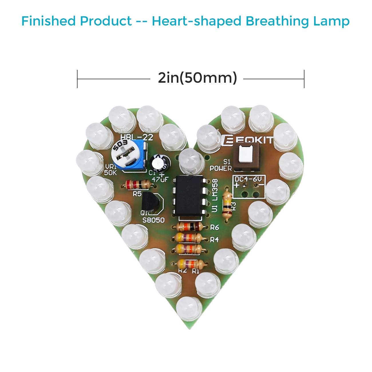 MiOYOOW 3-Set Heart Shaped LED Flashing Light DIY Kit with PCB DC 4-6V Red Green White Color for Soldering Kit Practice Back to School Learning Electronics