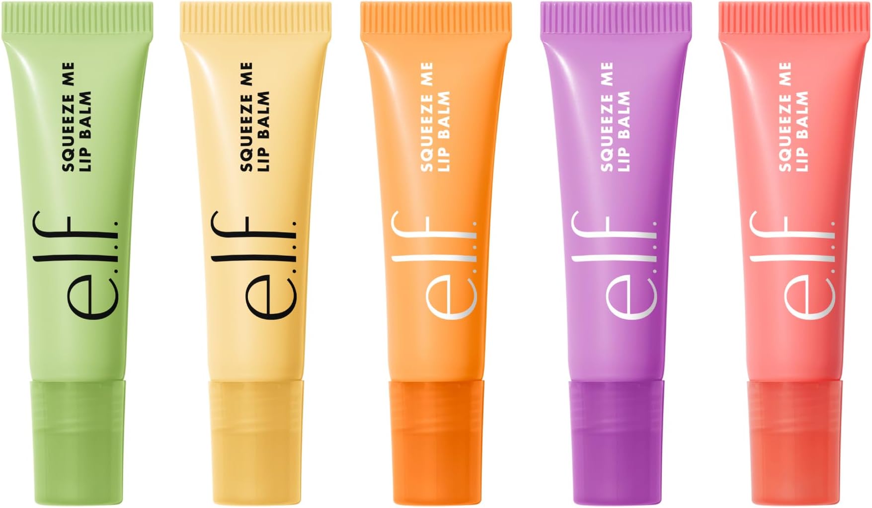 e.l.f. Squeeze Me Lip Balm Set, Includes Strawberry, Vanilla Frosting, Peach, Grape & Honeydew, Moisturizing Lip Balm, Vegan & Cruelty-Free