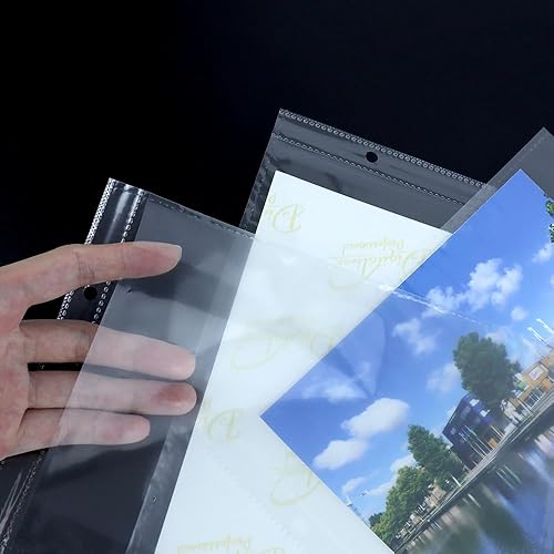 Vista 12 de Mogoostry Protector de hojas A4, 40 hojas, protectores de páginas transparentes A4, hojas protectoras de papel para carpetas de 3 anillas, fundas