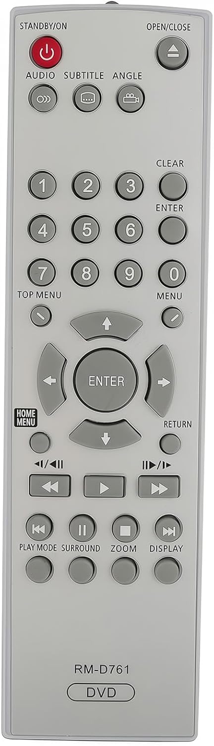 Front view of the uehba universal remote control, displaying all buttons and their labels.