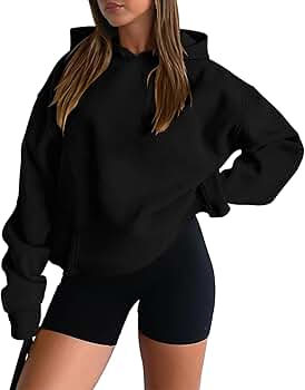 Amazon.com: onlypuff Long Sleeve Hooded Tops for Women Black