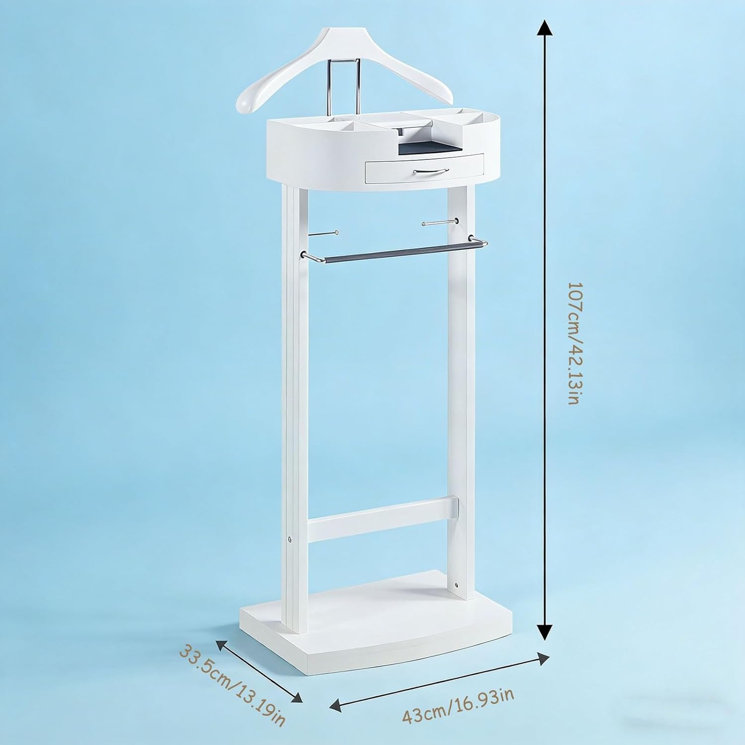 Valet Stand For Men Clothes Valet Stand Wood Valet Suit Rack Rack Stand For Clothes Valet Freestanding Clothing(White)
