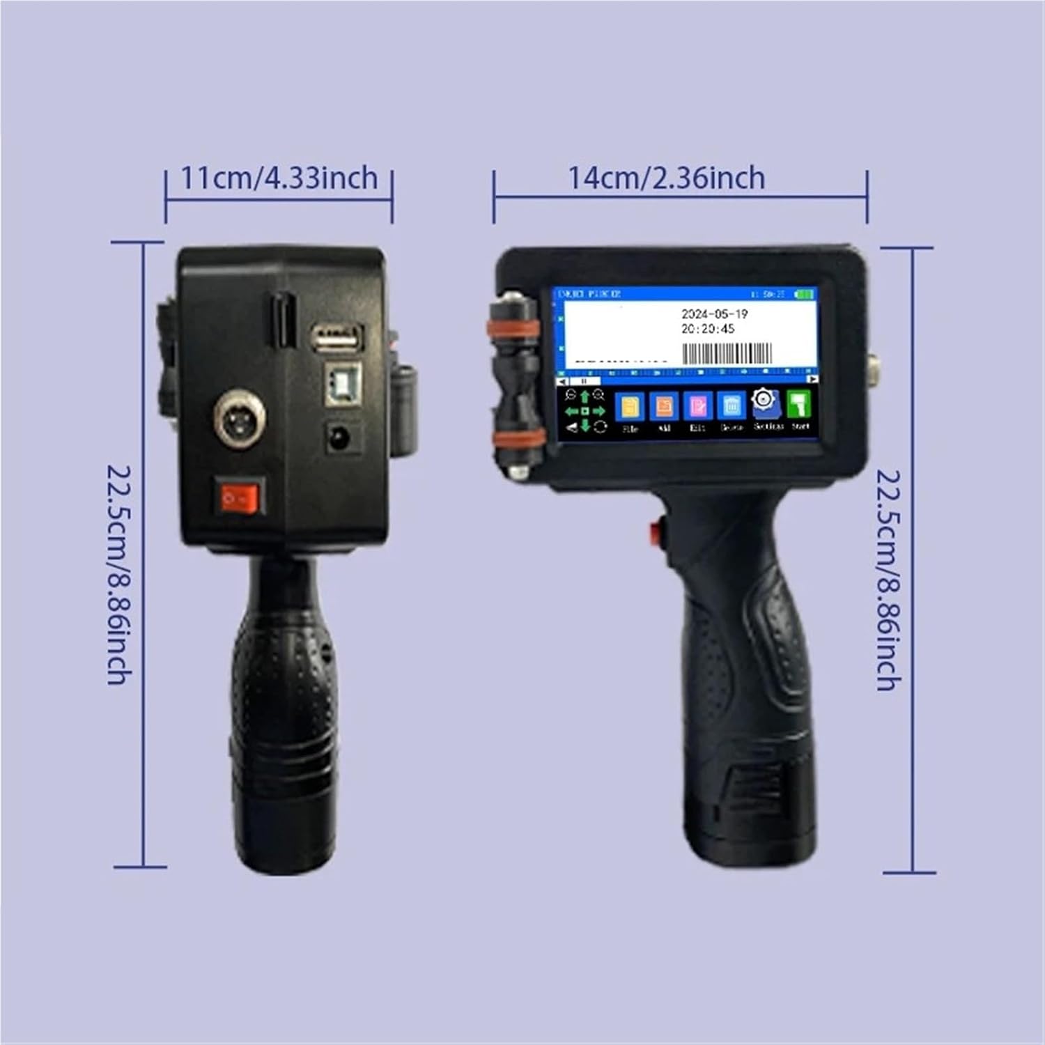 0.5/1 inch 600DPI Portable Handheld Inkjet Printer for Text QR Barcode Batch Number Logo(25.4mm with 1 Ink,JP)