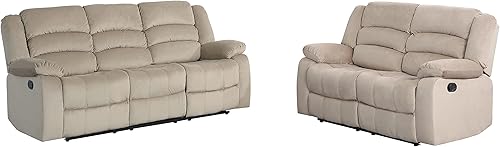 Blackjack Furniture Winthrop - Sofá de microfibra y sofá biplaza moderno juego de sofá reclinable para sala de estar incluye 1 sofá de 81 pulgadas