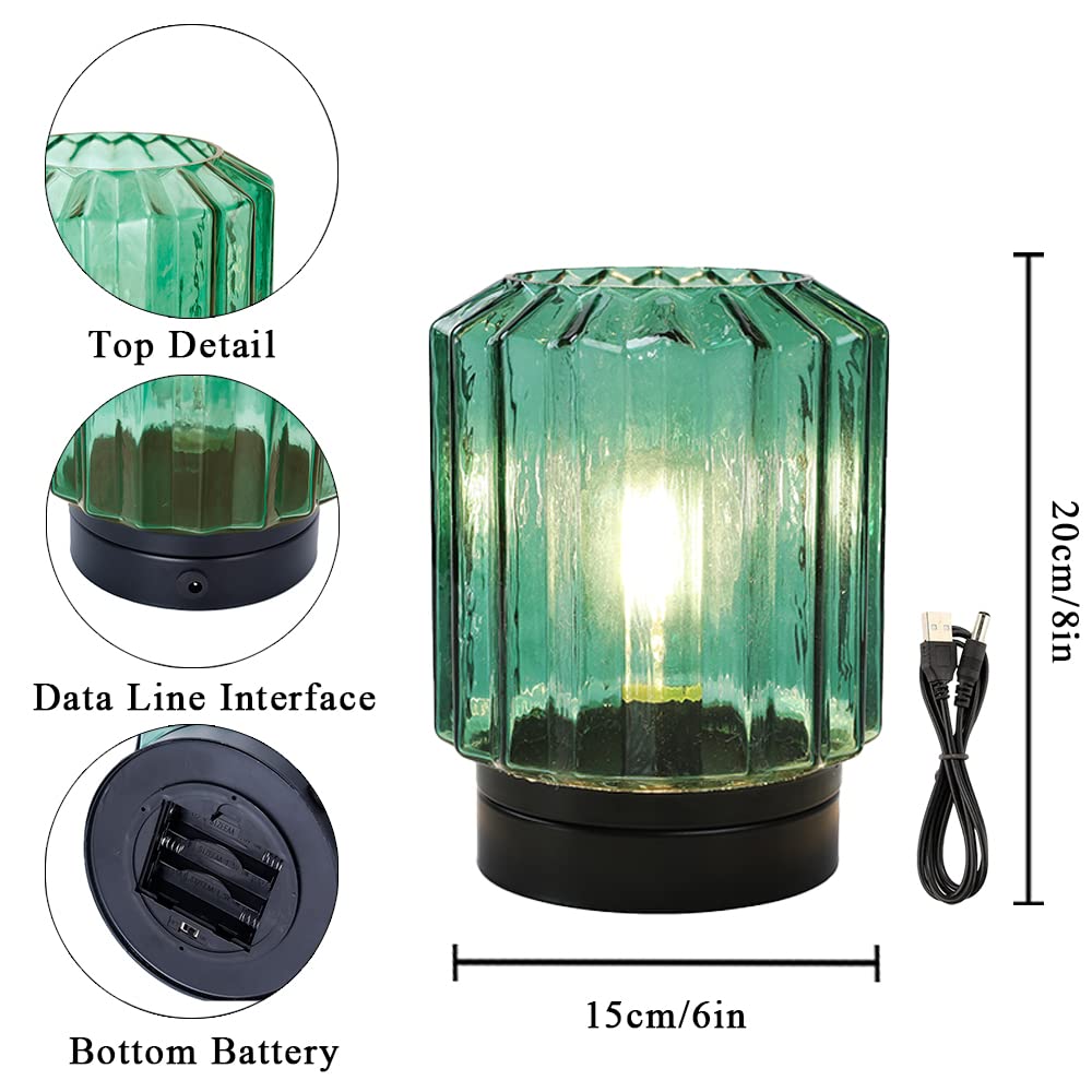 JHY DESIGN Battery Operated Table Lamp 8" H Cordless Lamp Battery Lamps LED Lantern Battery Powered with 6H Timer for Home Decor Events Parties Indoors Outdoors (1.45M USB Power Connection Included)