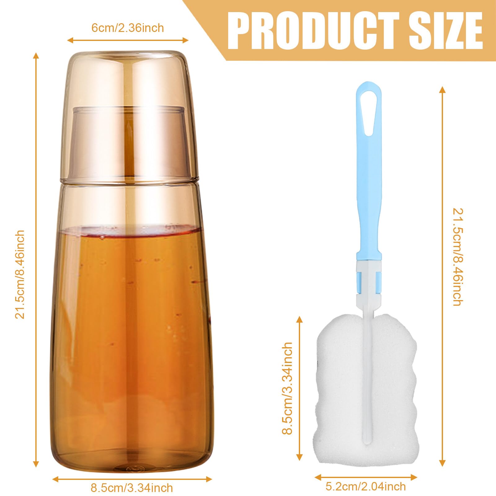 Set Caraffa E Tazza Per Comodino In Vetro - Brocca 400ml Con Bicchiere Coperchio - Foto 8