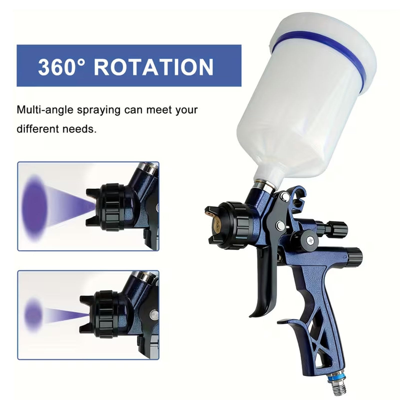 Fabater Pistola HVLP per Verniciatura, Aerografo con Ugello da 1,7mm e Serbatoio da 600ml Riutilizzabile, a gravità per Auto, Verniciatura Mobili e Pareti