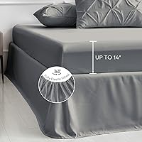 Vista 7 de Maple&Stone Juego de edredón California King de 7 piezas de cama plisada en una bolsa, juego de edredón gris oscuro con fundas de almohada y fundas