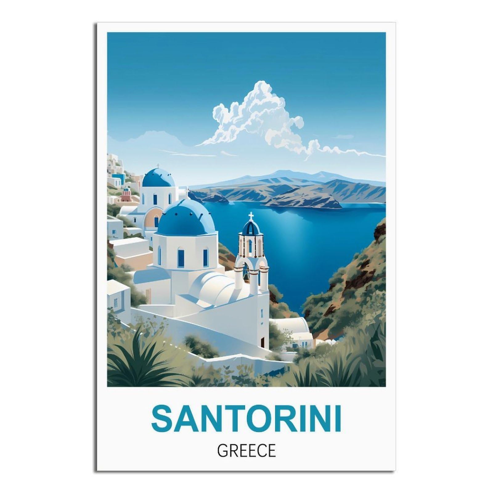 EZMLFA 5D Diamond Art Kits Adults,Santorini Greece,Gem Art,Crystal Kits Round Drill for Home Wall Decor Gifts,Women,Men 50x60cm