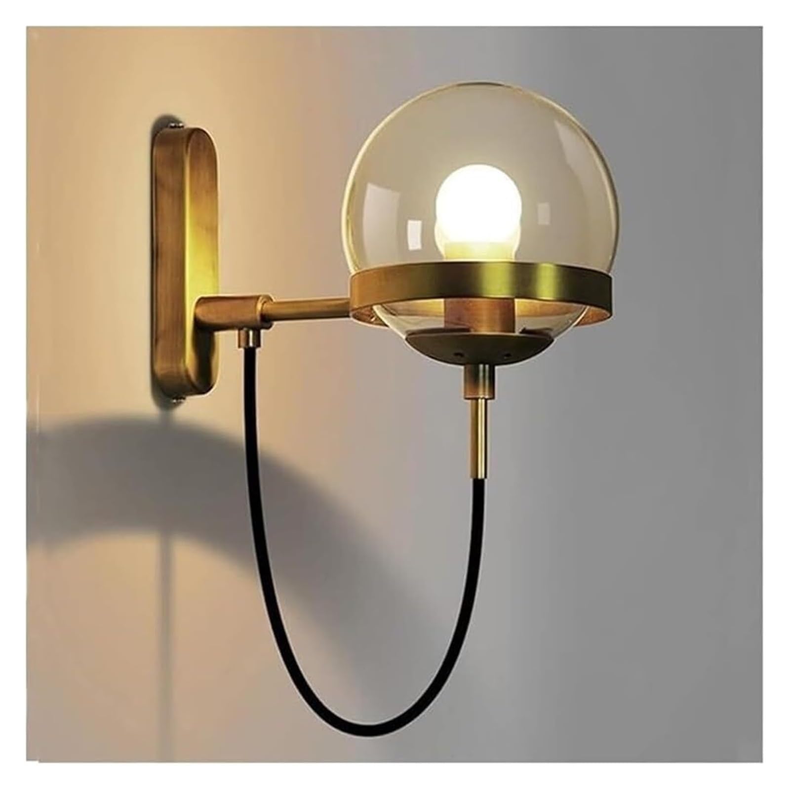 Lampa ścienna wewnętrzna, nowoczesna lampa ścienna z metalu ze szklanymi kulkami w stylu retro, industrialnym, do sypialni, jadalni, salonu, dekoracji na zewnątrz