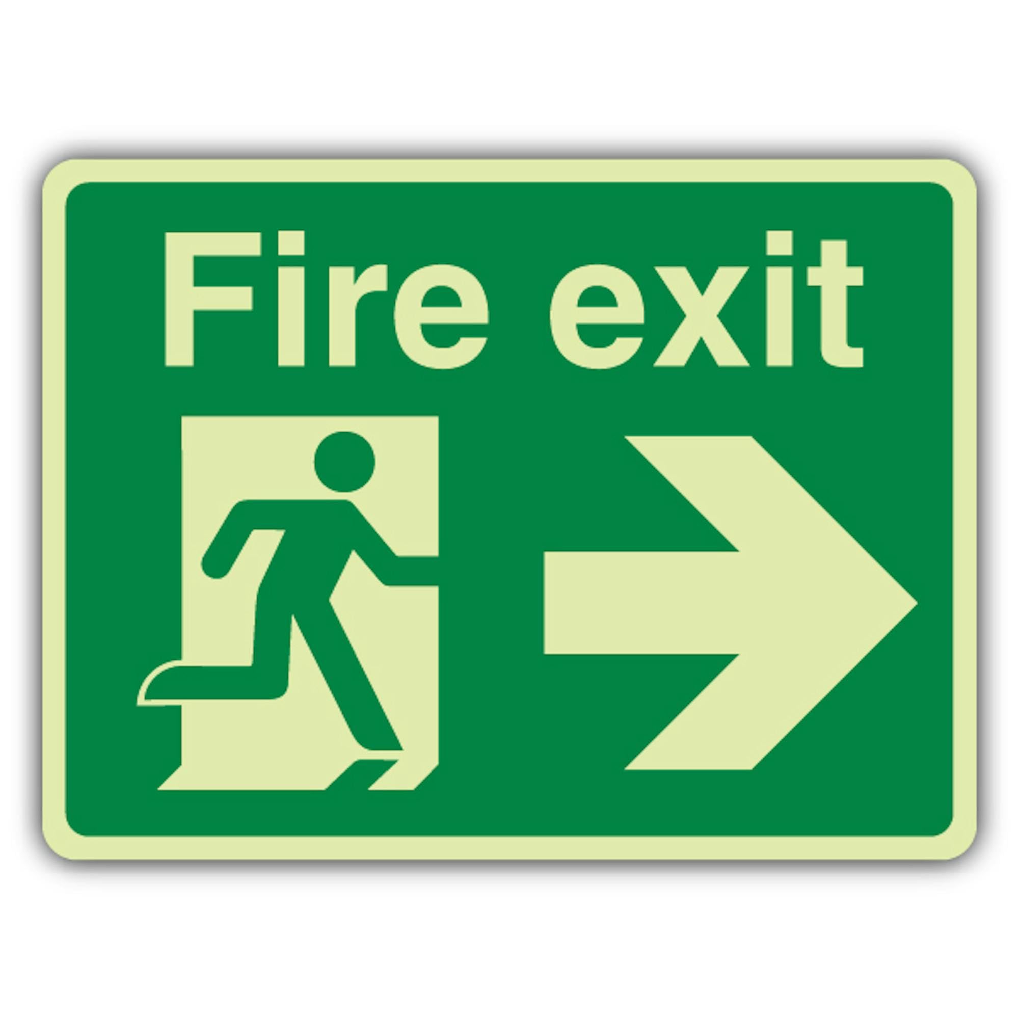 V Safety Glow In The Dark Fire Exit - Señal de seguridad contra incendios (600 x 450 mm, vinilo autoadhesivo de triple brillo, señalización de seguridad contra incendios, fabricado en Gran Bretaña)