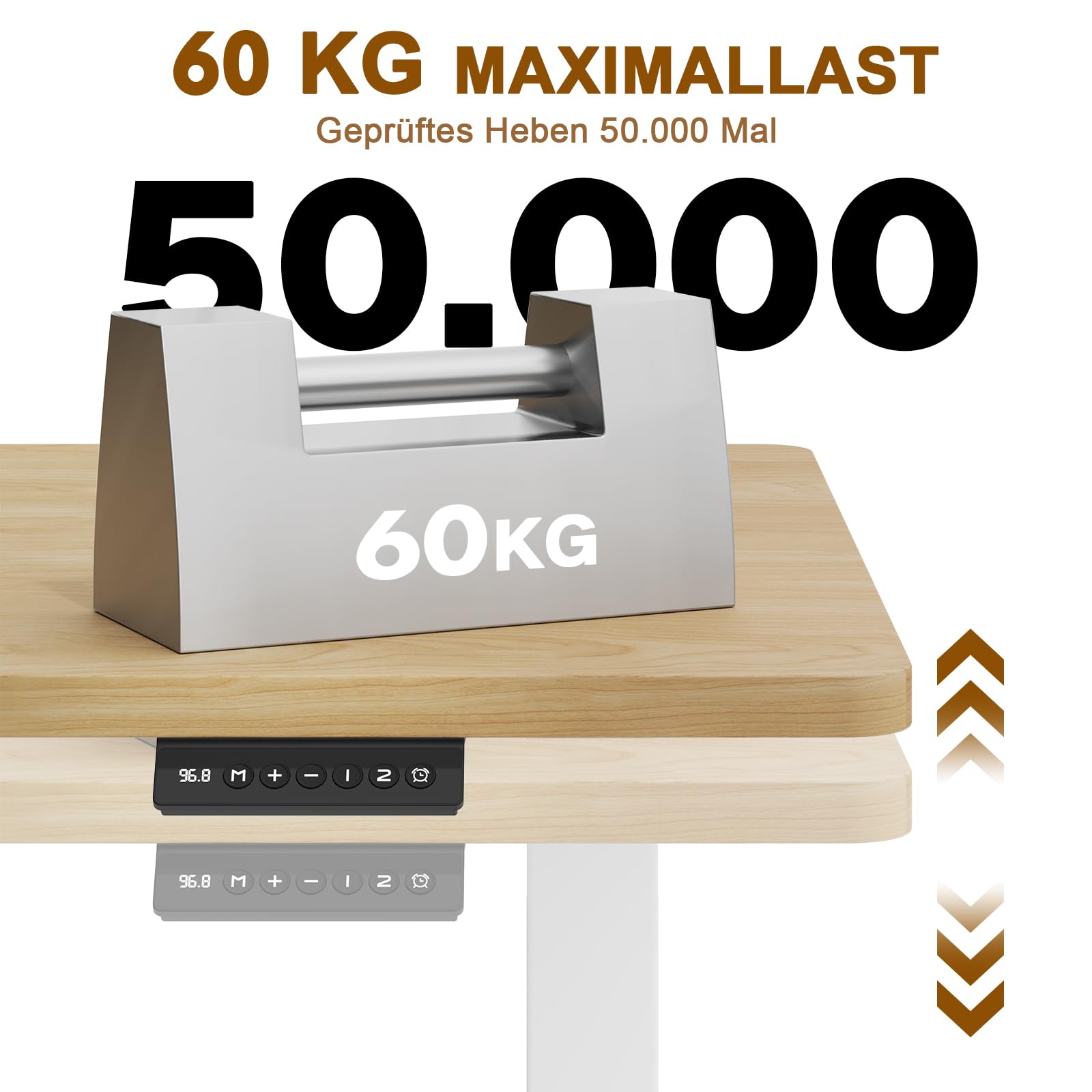 Flamaker Höhenverstellbarer Schreibtisch Ganze Tischplatte 110 x 53 cm Elektrischer Schreibtisch Höhenverstellbar für Steh-Sitz, Computertisch mit Memory-Funktion,Standing Desk,Beige