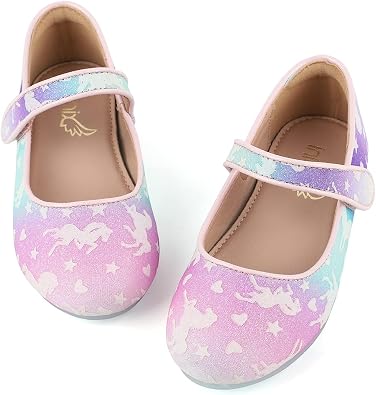 Grils Dress Shoes Rainbow Girl Flat for Birthday Party School Weeding