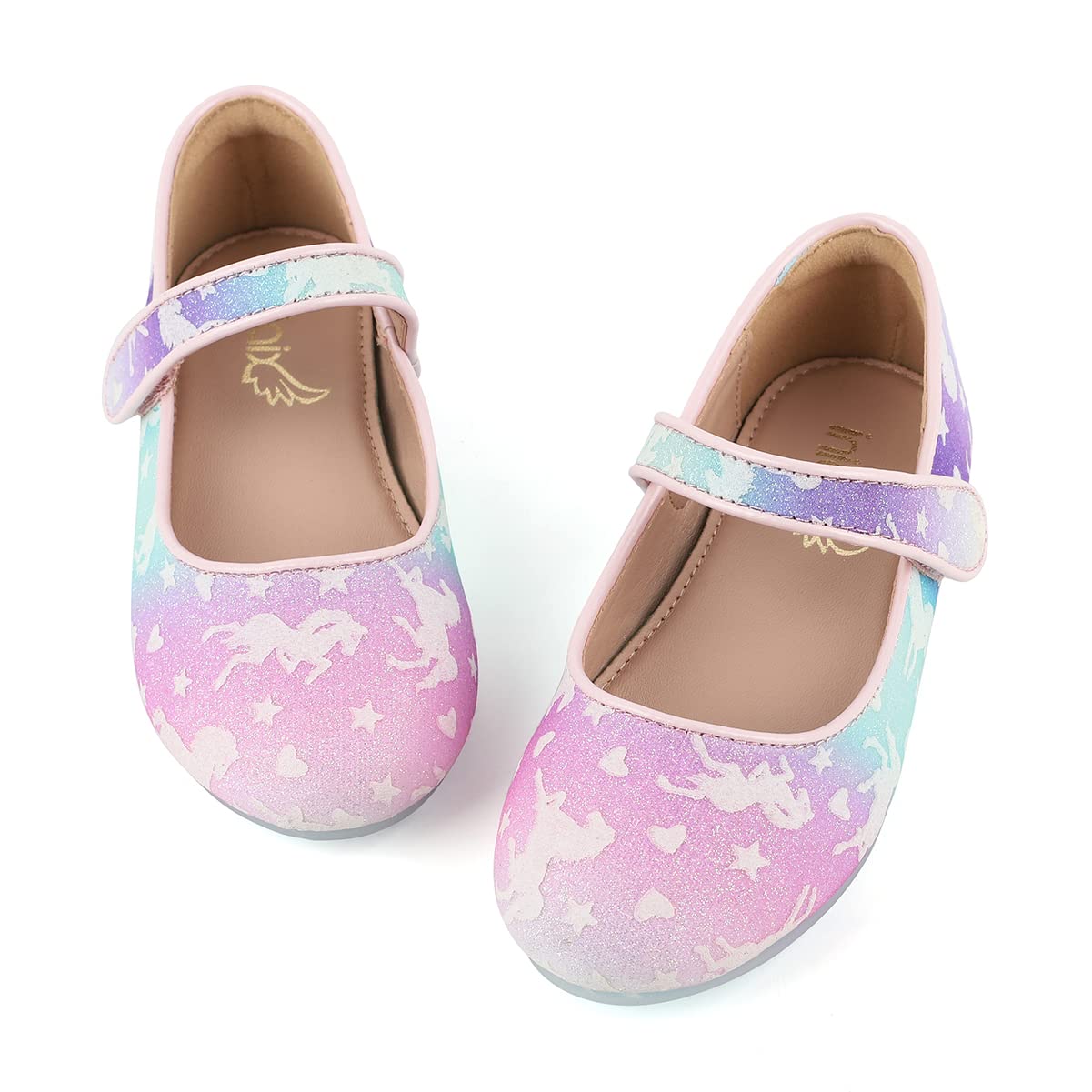 BFOELGrils Dress Shoes Rainbow Girl Flat Shoes for Birthday Party School  Weeding Cute Toddler Mary Jane Shoes