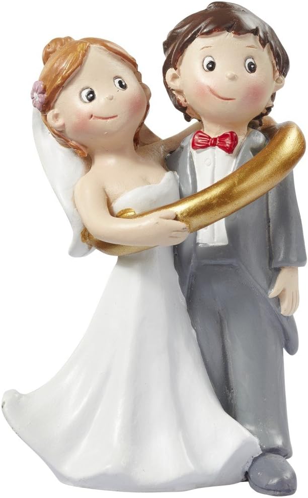 Wedding couple in a ring cake topper, cake decoration, table decoration, stone, 1 - Pack