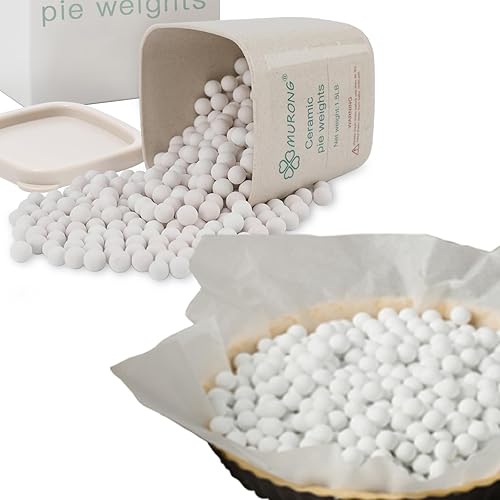 Pesas de corteza de pastel para hornear, pesas reutilizables de cerámica natural para hornear a ciegas, piel de pastel perfecta con recipiente de