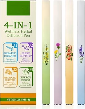 4PCS Essential Oil Diffuser Pen, Upgraded Dual-Action Herbal Purifier for Sleep Support, Lung Cleansing & Breathing, Plant-Based Aromatherapy Pen, Pocket-Sized Design